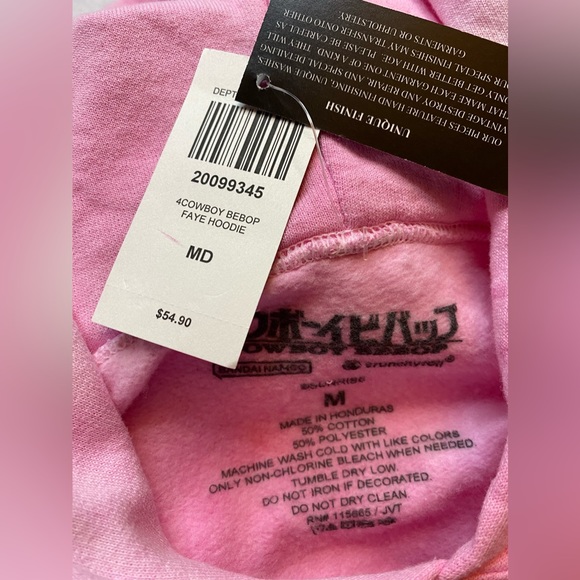 Cowboy Bebop Men’s Sz M Pullover Hoodie Faye Valentine Pink Tye Die Hot Topic - Picture 4 of 5